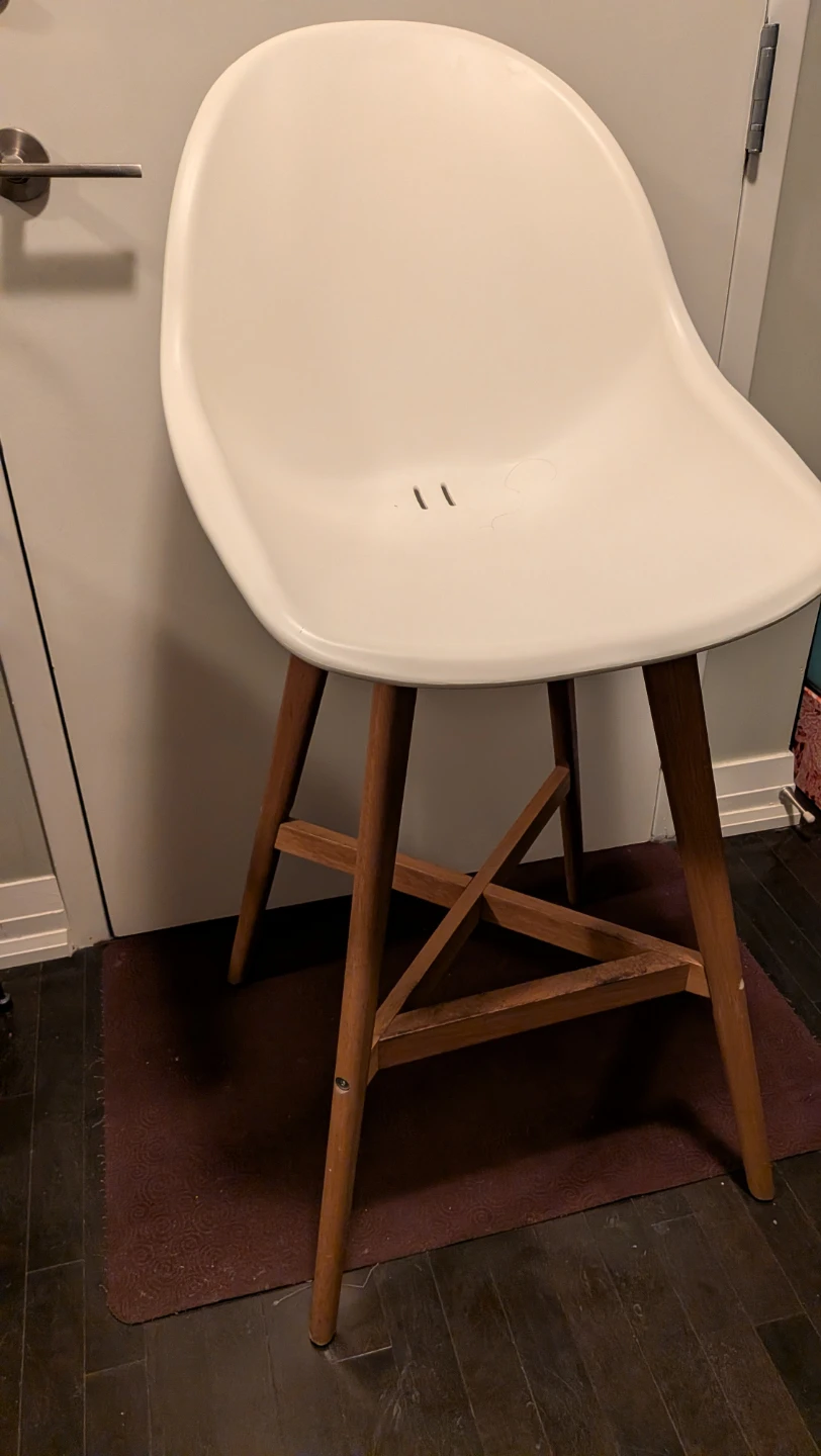 IKEA Fanbyn White Bar Stool with Wooden Legs (1) - photo 3