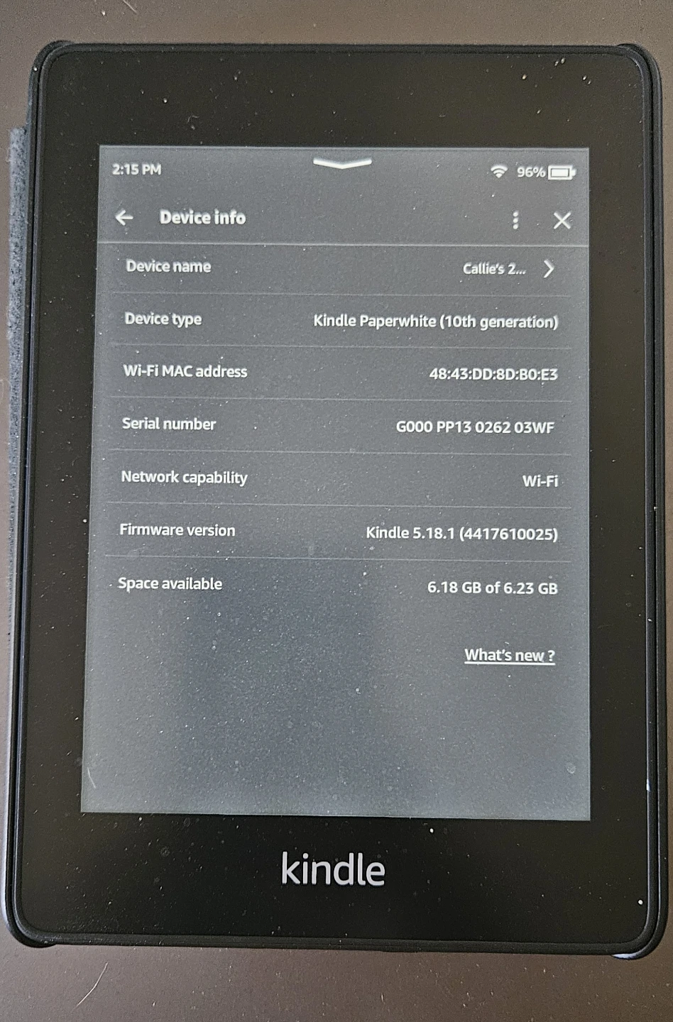 Kindle Paperwhite (10th Gen) E-reader