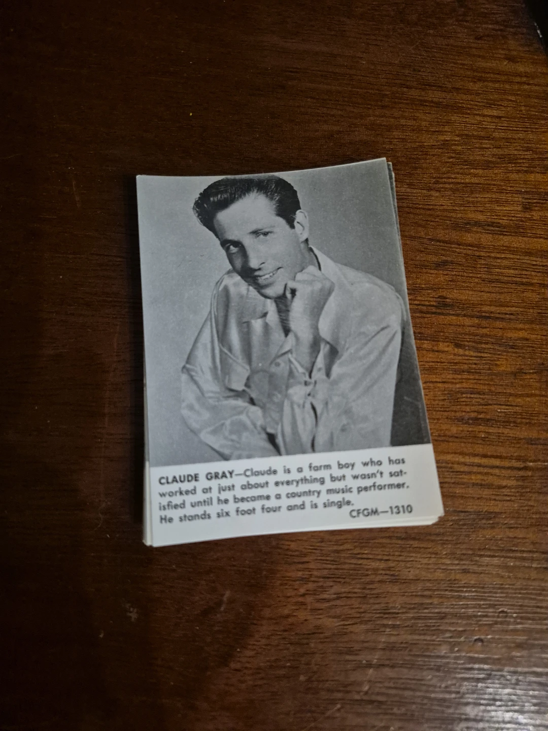 Claude Gray Country Music Performer Photo Card
