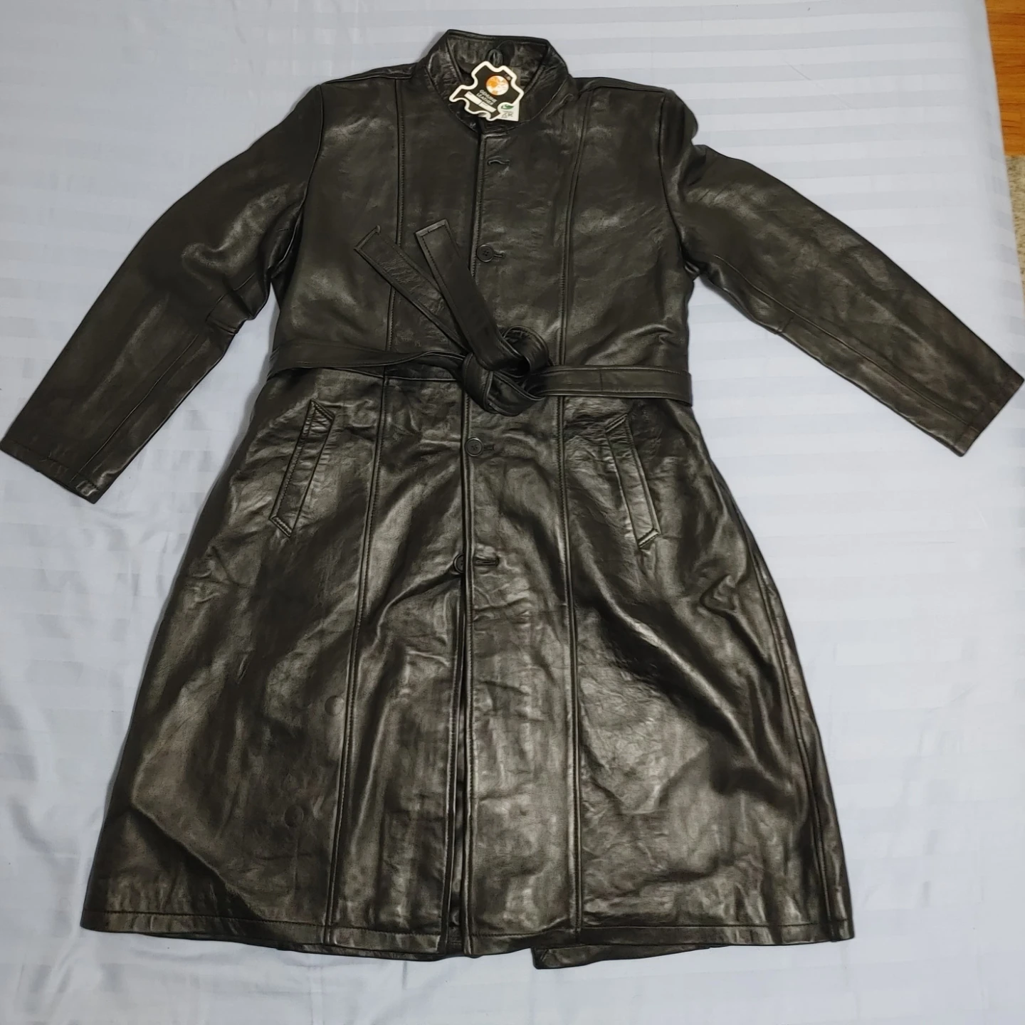 Women Black Leather Trench Coat