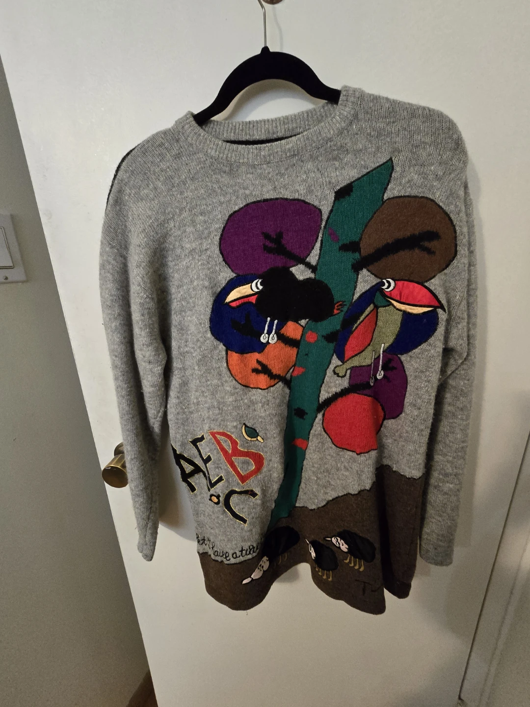 Just Out Grey Multicolor Sweater- Vintage size S- M