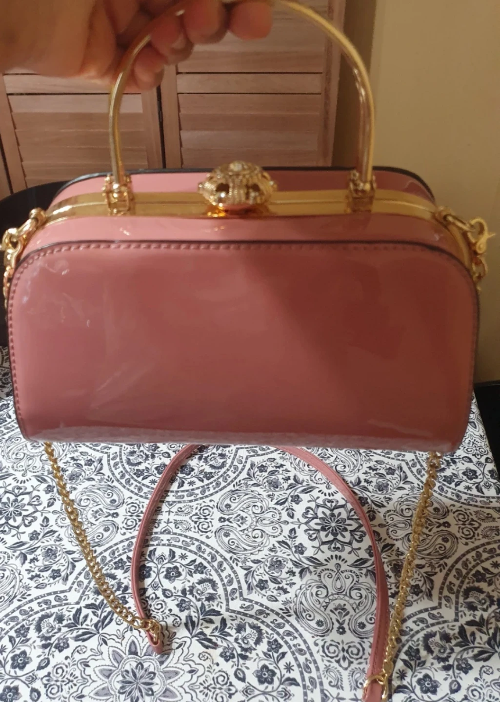 Pink Box Handbag with Gold Accents - photo 4