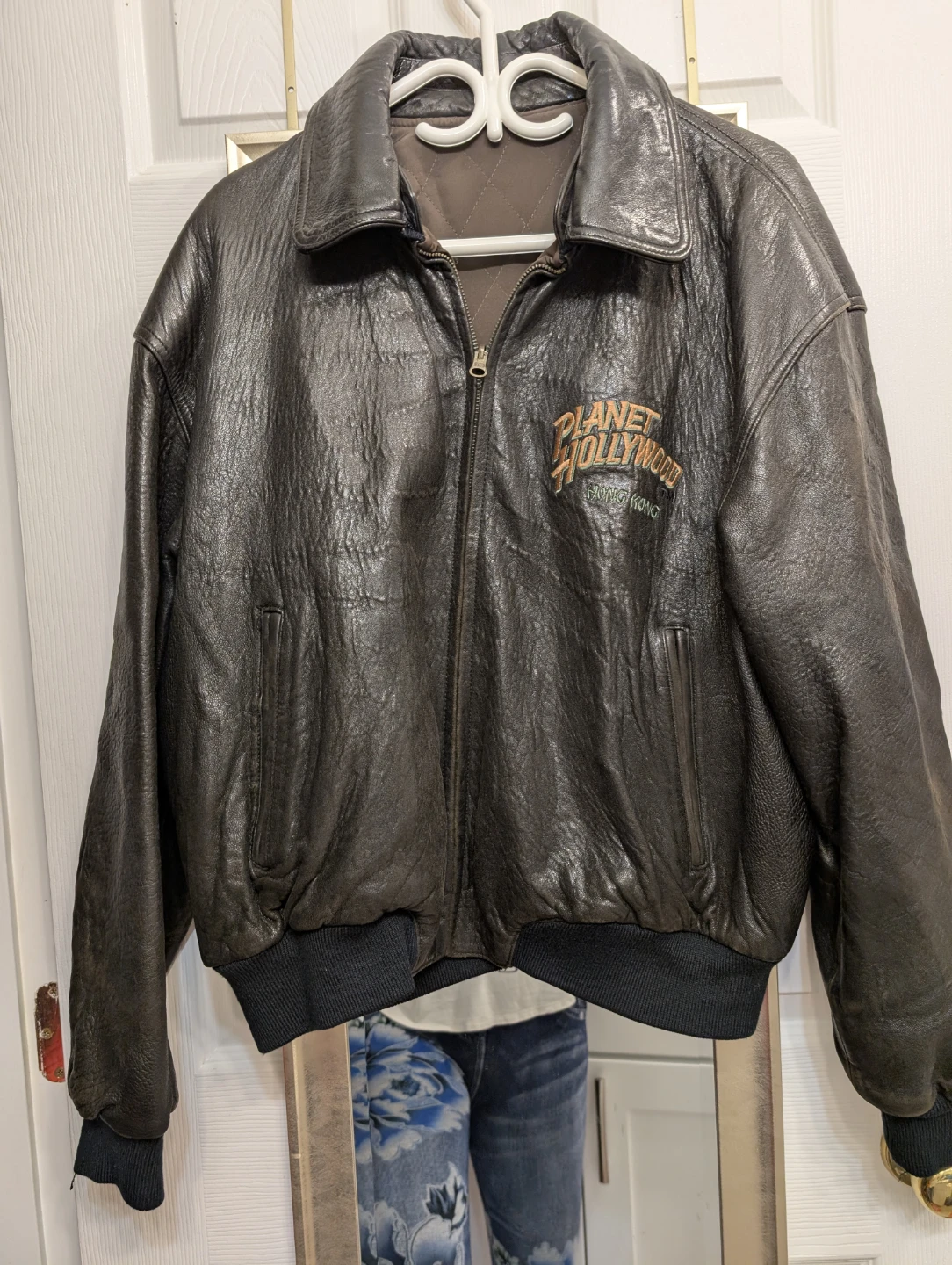 Planet Hollywood Hong Kong Leather Bomber Jacket Large