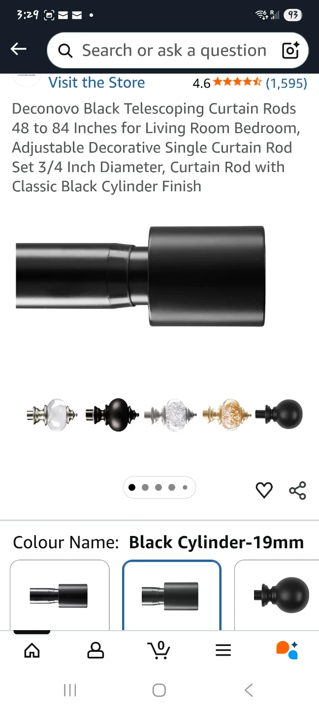 Black Telescoping Curtain Rod 48-84 inches