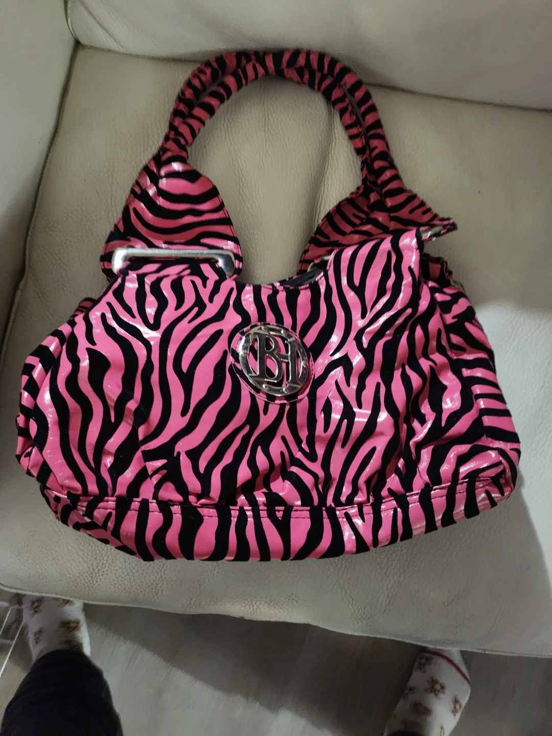Pink and Black Zebra Print Handbag