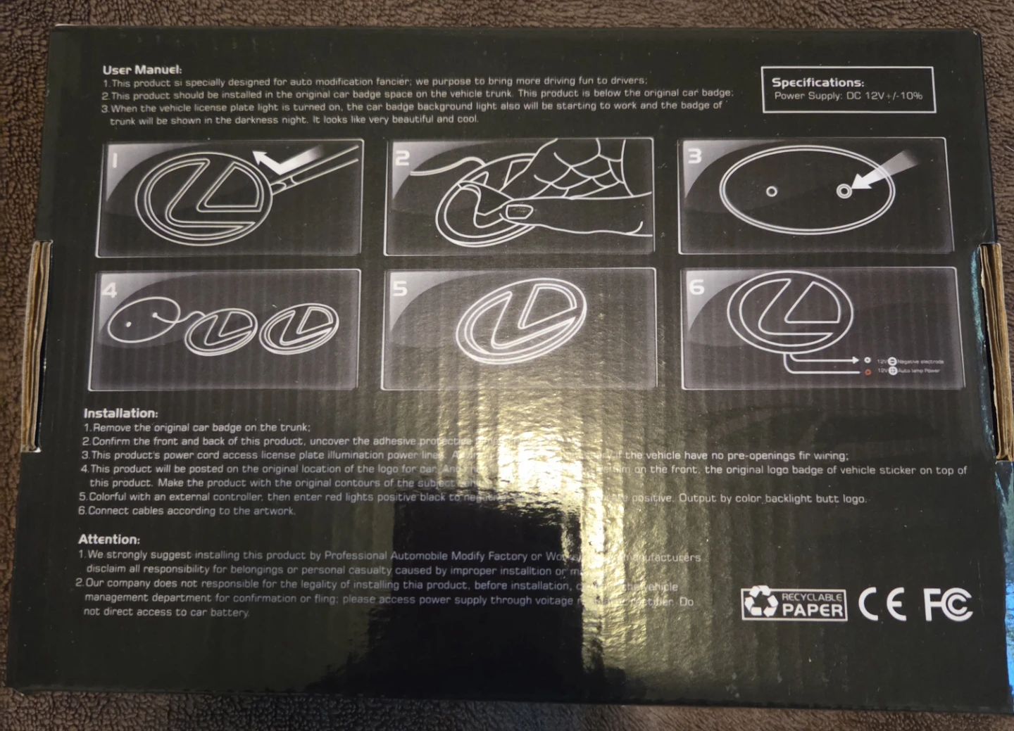 AUDI Auto Badge Light for back tail trunk - photo 2