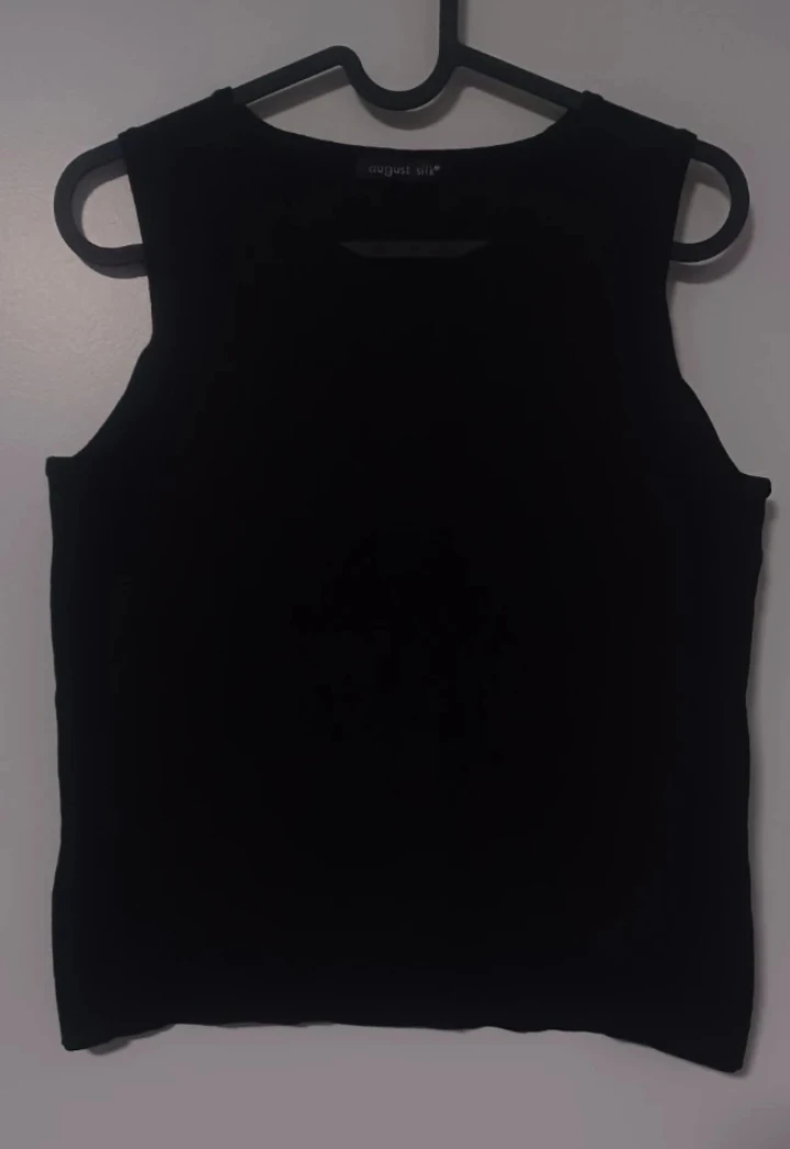 August Silk Black Sleeveless Top - Medium