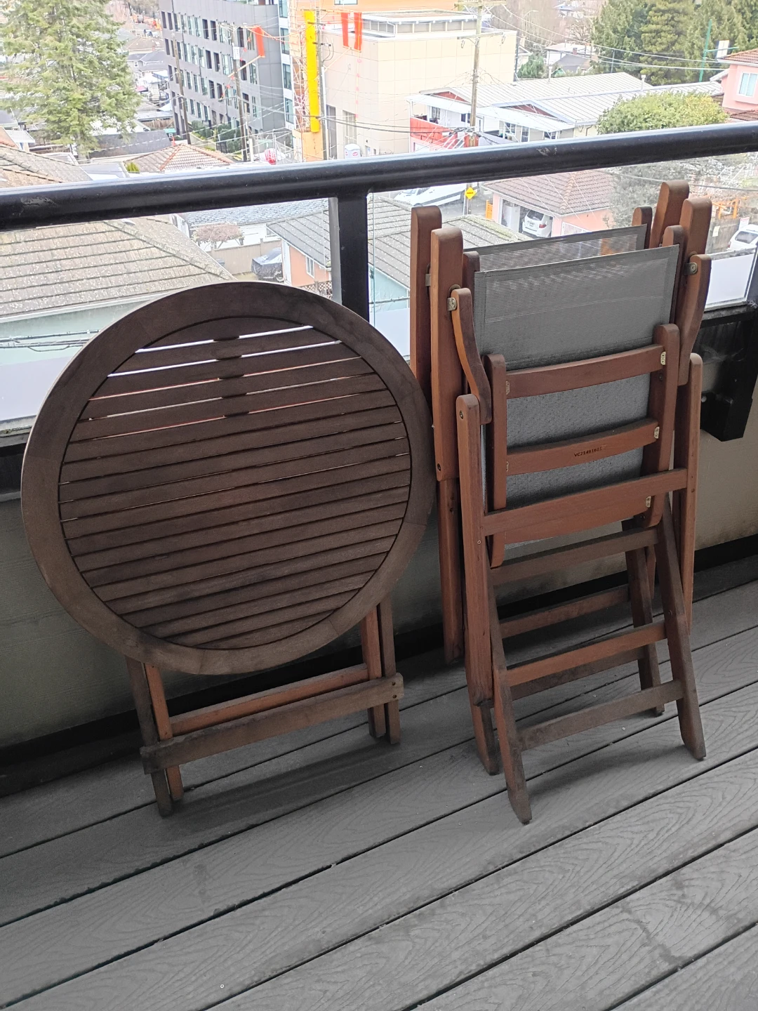 Wooden Patio Set - Folding Table & Chairs