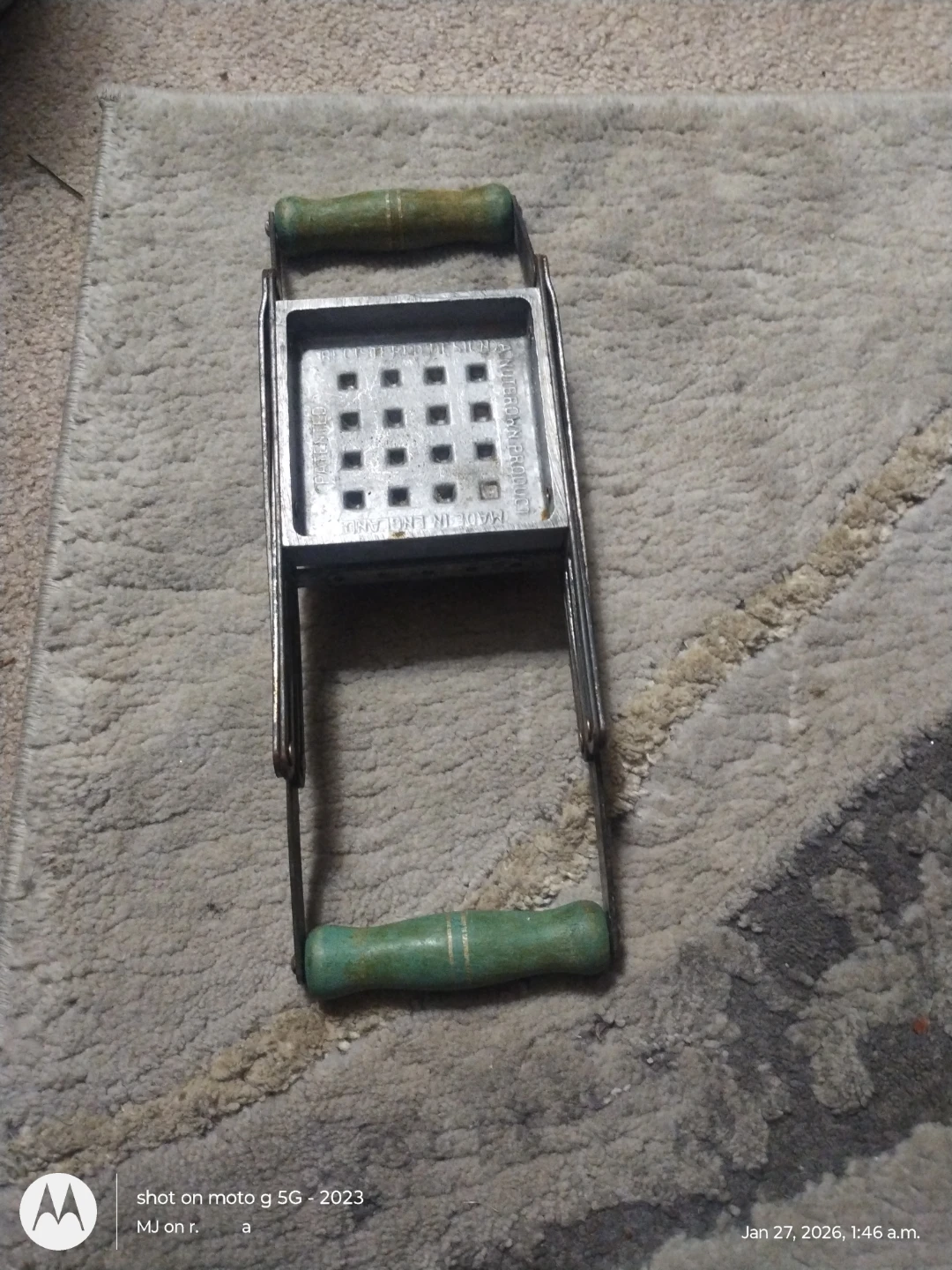 Vintage Metal Potato Chipper with Wooden Handles - photo 2