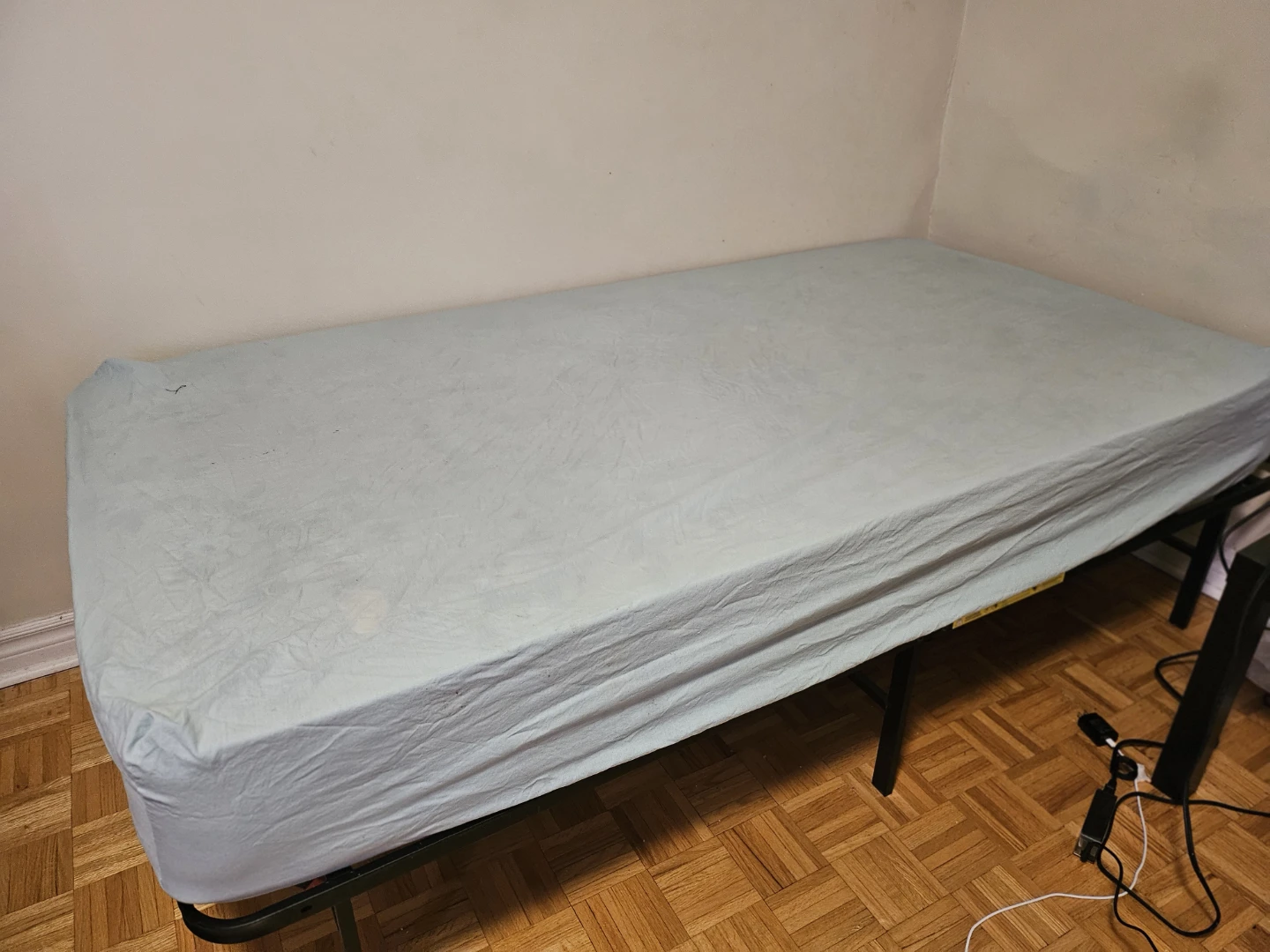 Foldable metal bed frame with mattress