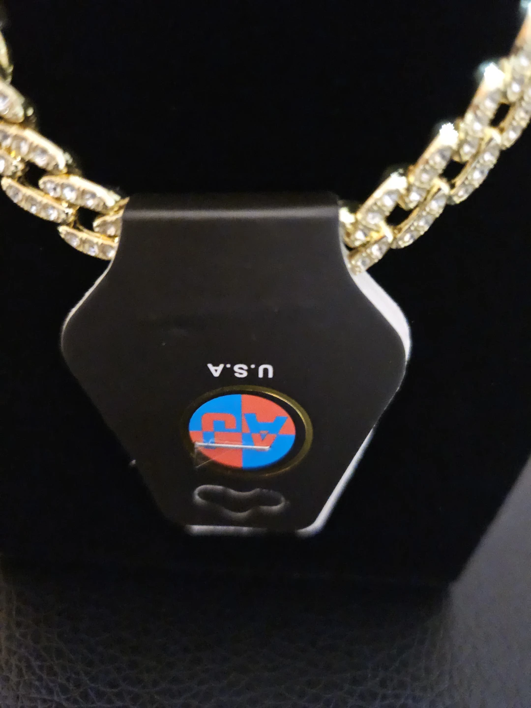 Gold Tone Chain Necklace with Rhinestones - photo 4