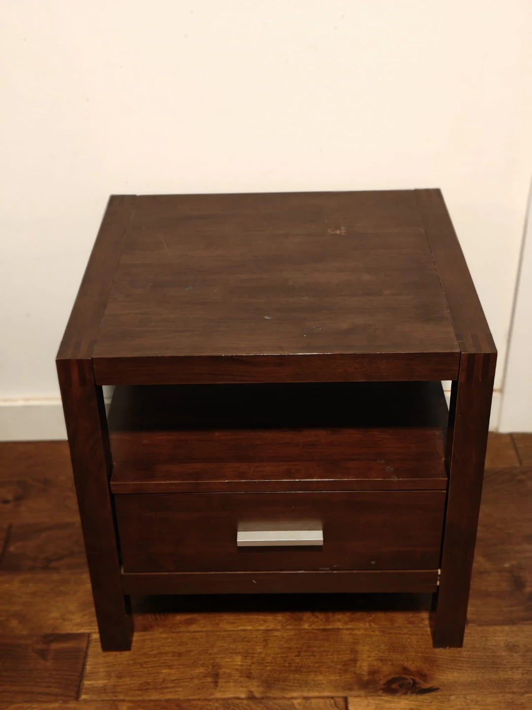 Dark Wood Nightstand with Drawer