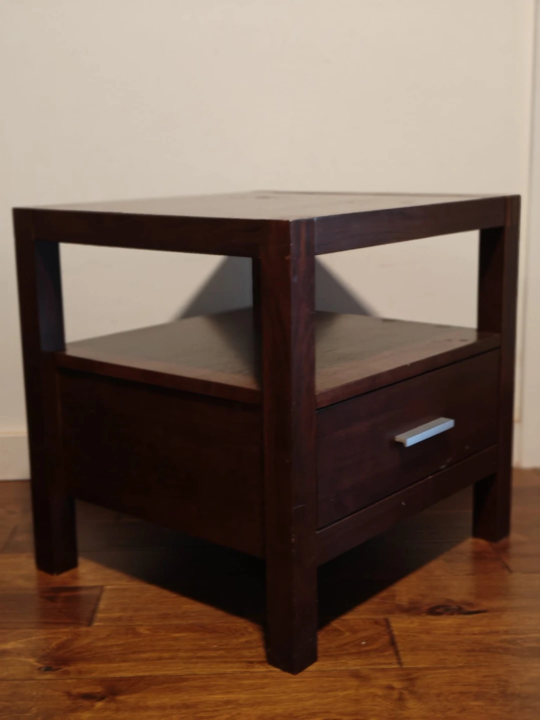 Dark Wood Nightstand with Drawer - photo 2