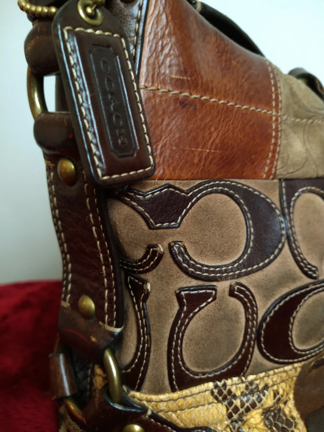 Vintage 2007 Y2K Coach Carly Leopard Patchwork Shoulder Bag - photo 5