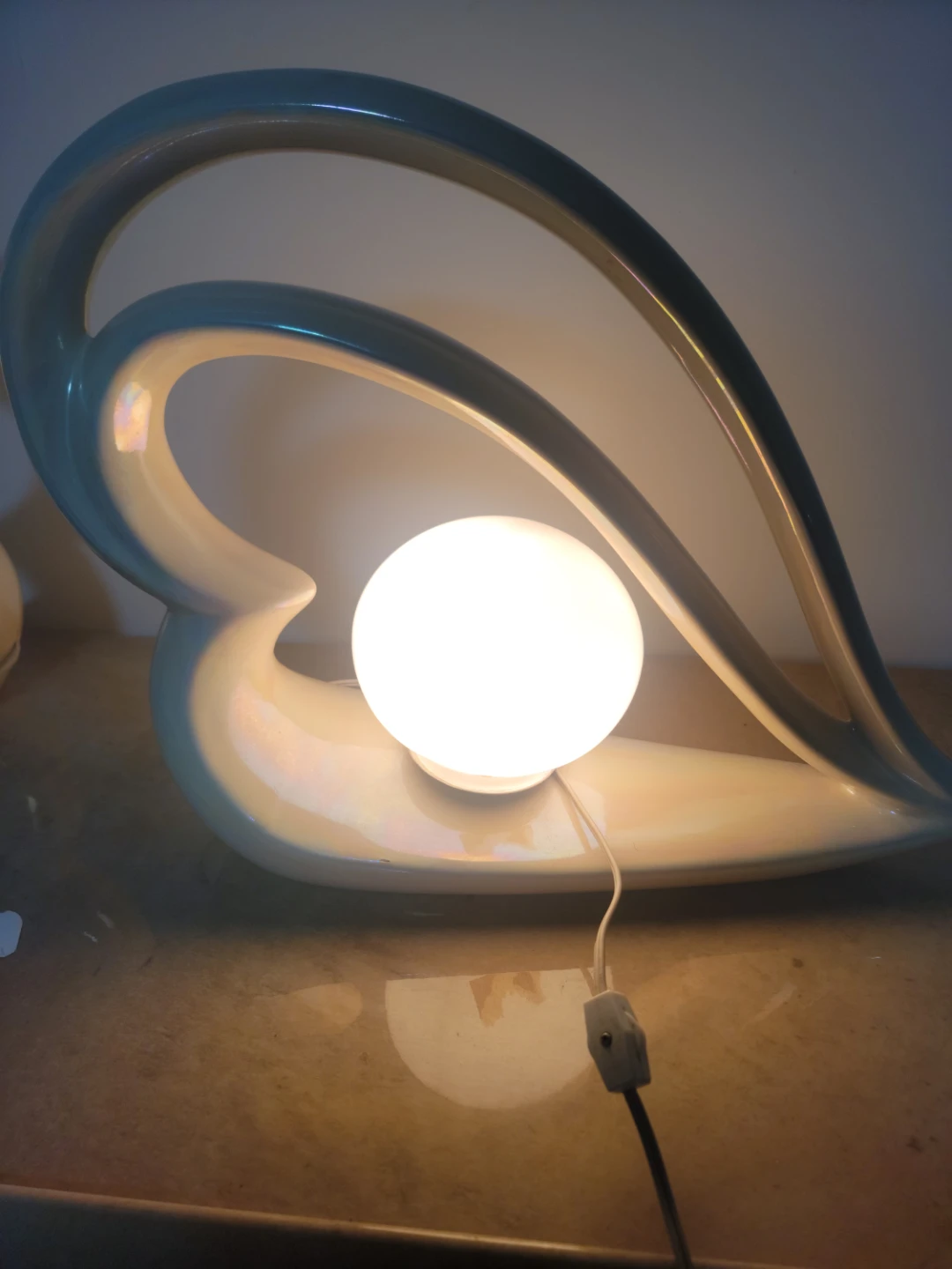 Sculptural Ceramic Table Lamp - Iridescent Finish