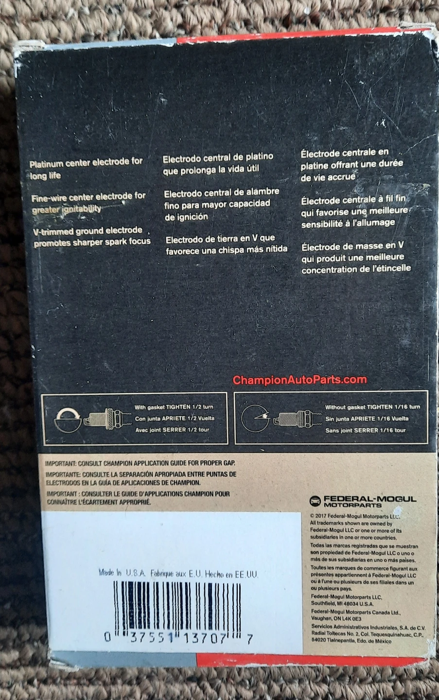 Champion Platinum Spark Plugs - New in Box - photo 2