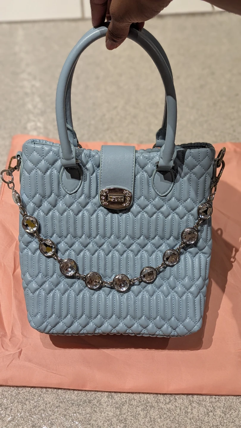 Miu Miu Blue Quilted Leather Matelassé Top Handle Bag - photo 2