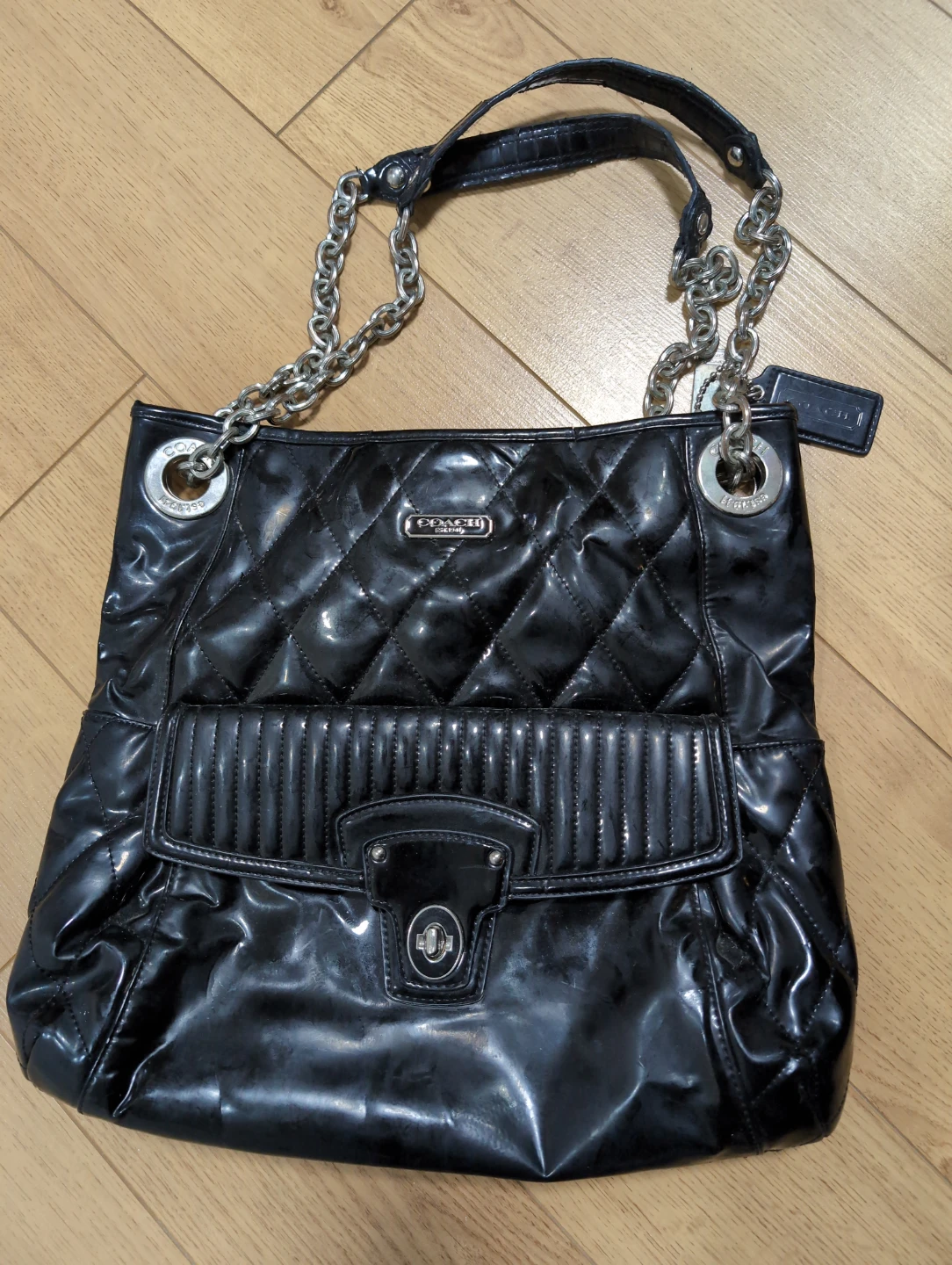 Large Coach Quilted Shoulder Bag