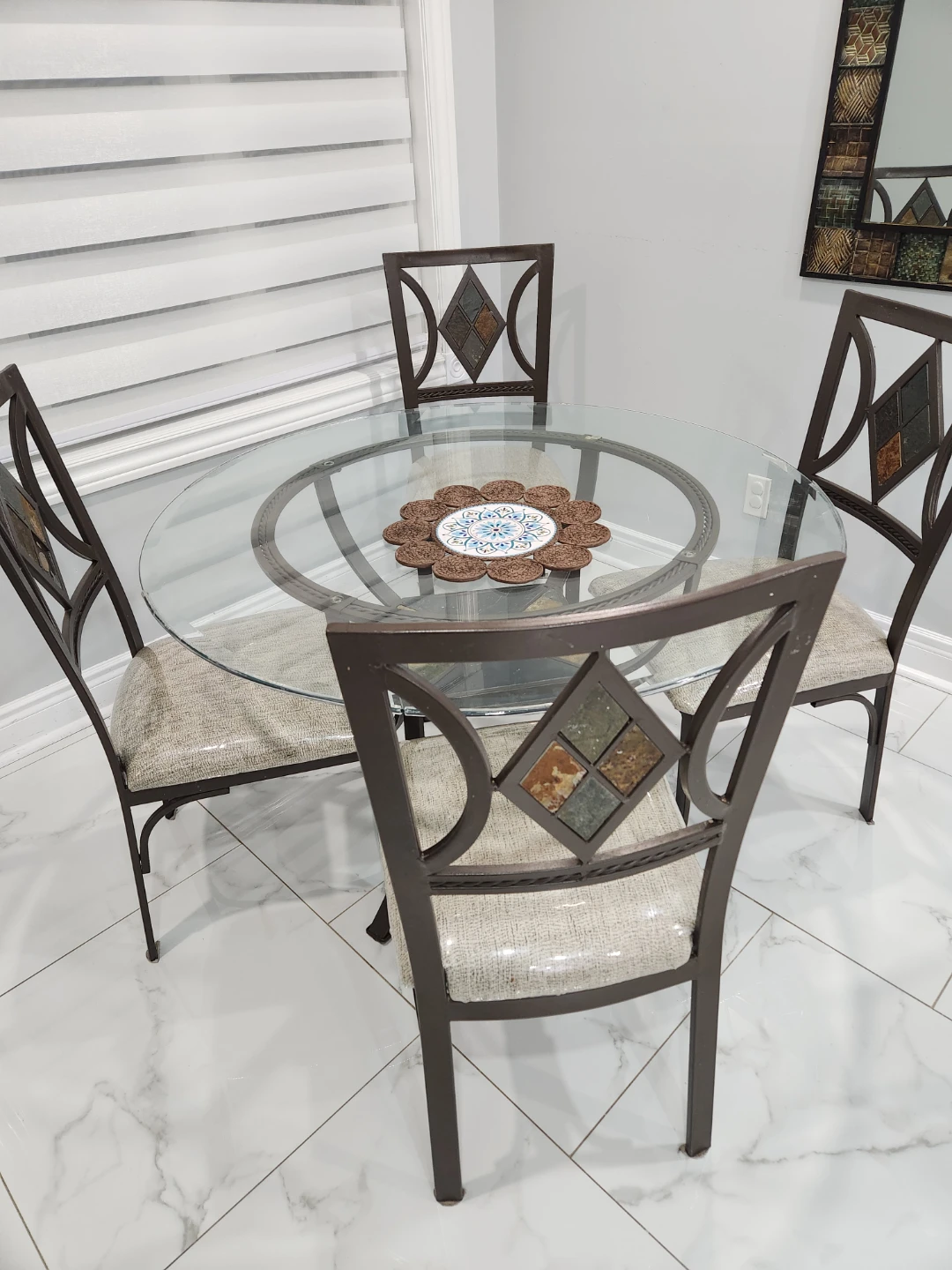 Glass Dining Table with 4 Chairs