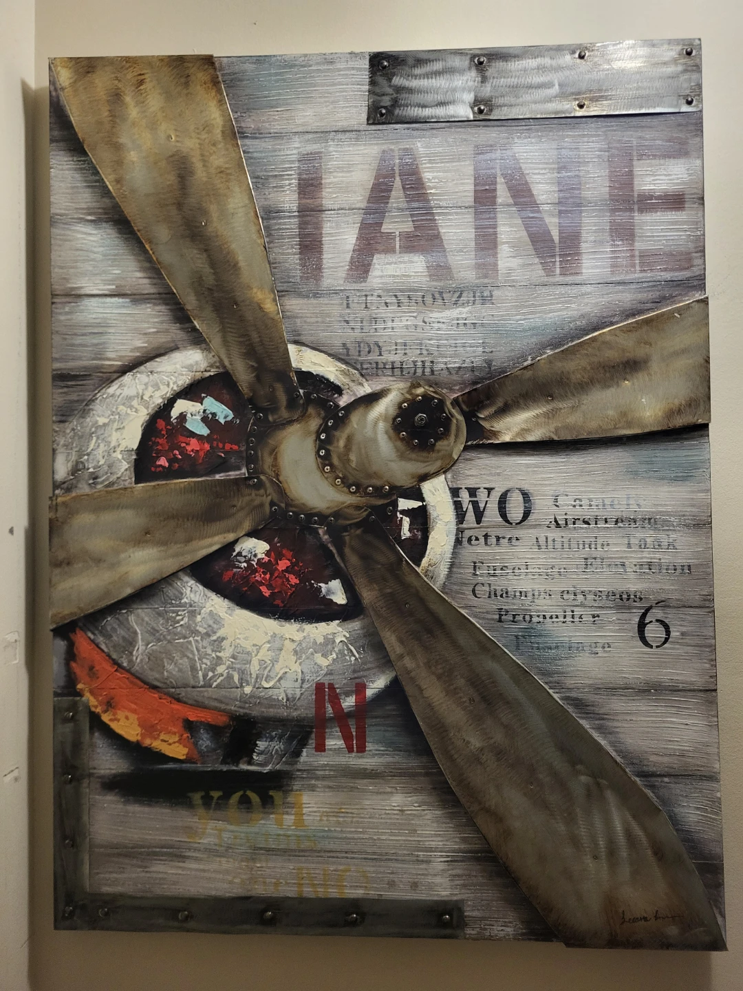 Wall Art Propeller Metal Wood Look - photo 2