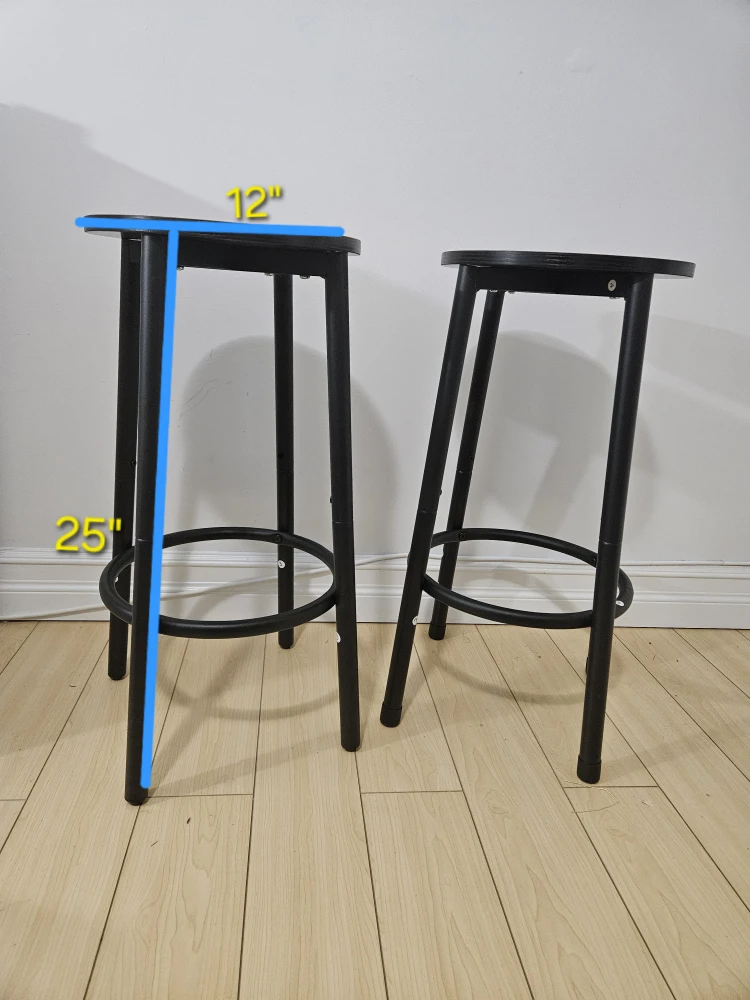Pair of Black Bar Stools - 25" Height - photo 4