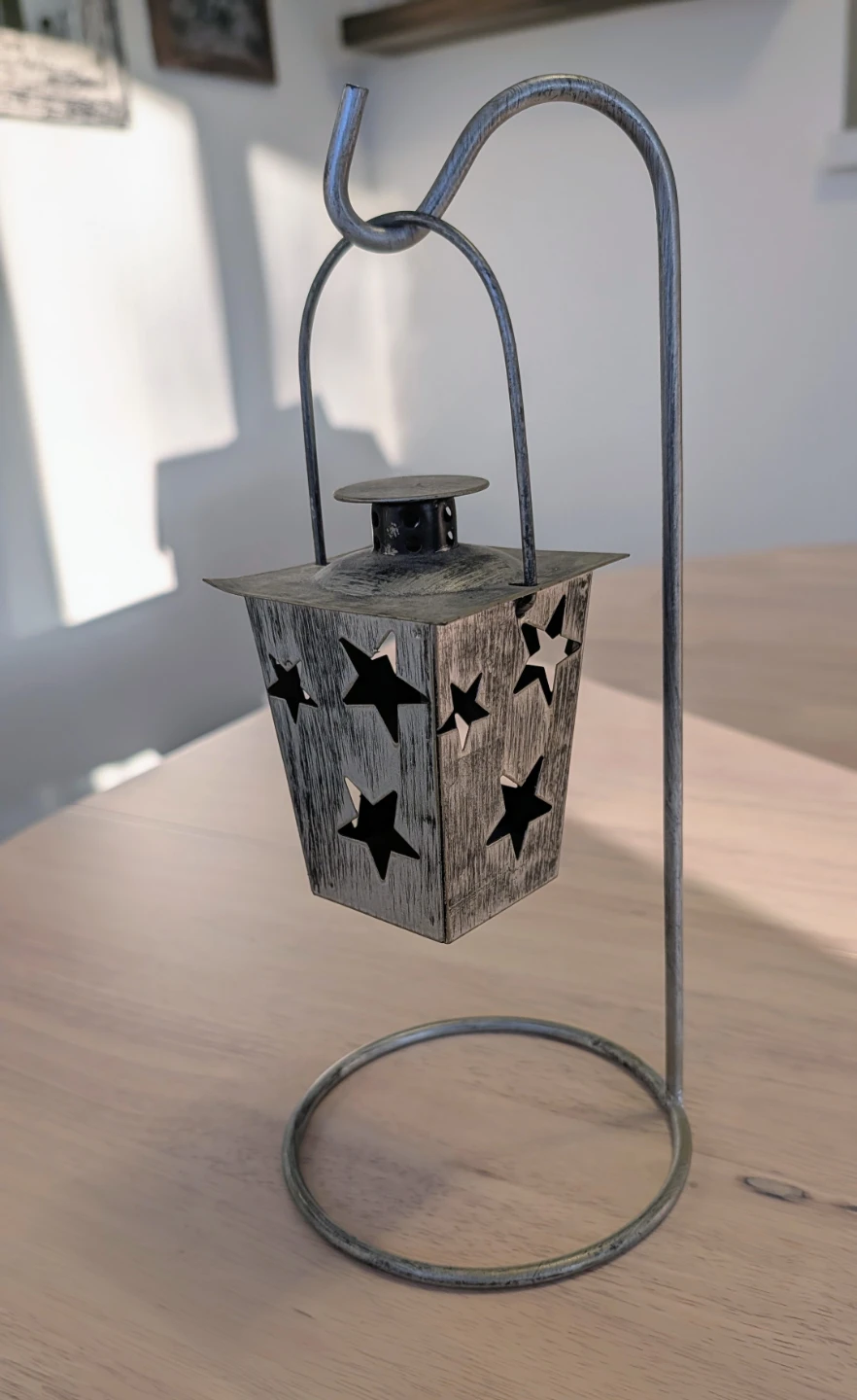 Star Tealight Candle Lantern on Metal Stand - photo 2