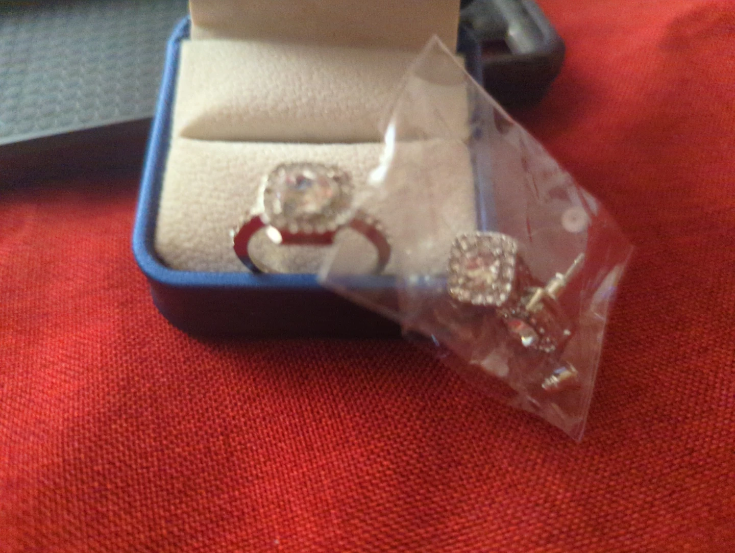 Rhinestone Ring and Earring Set