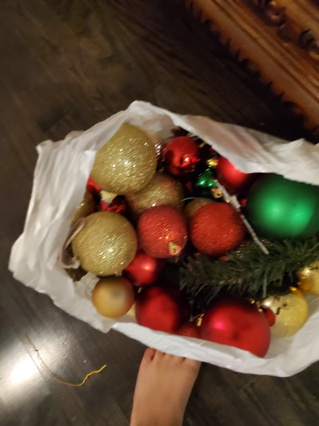 Bag of Christmas Ornaments - Red, Green, Gold - photo 2
