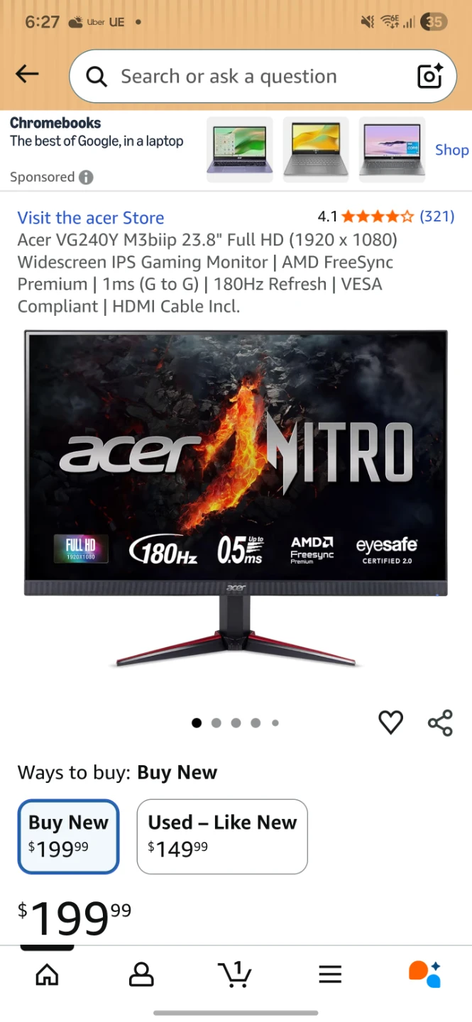 Acer vg240y 180hz ips monitor - photo 2