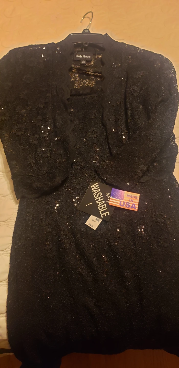 Kathy Roberts Black Sequin Dress - Size Medium - photo 3