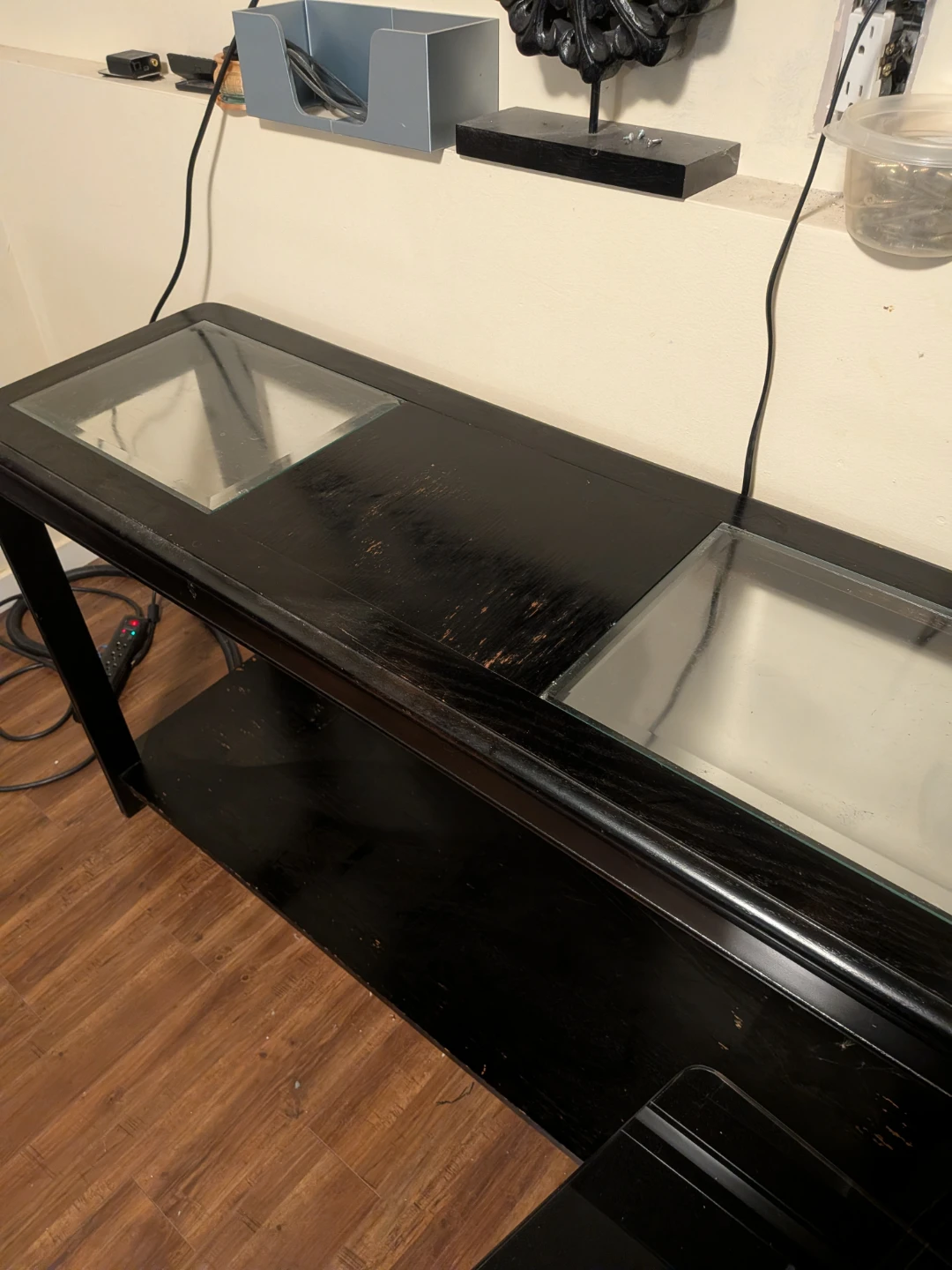 Black Console Table with Glass Inserts - photo 2