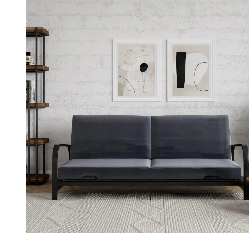 Mainstays Metal Arm Futon (Sofa Cum Bed) -New