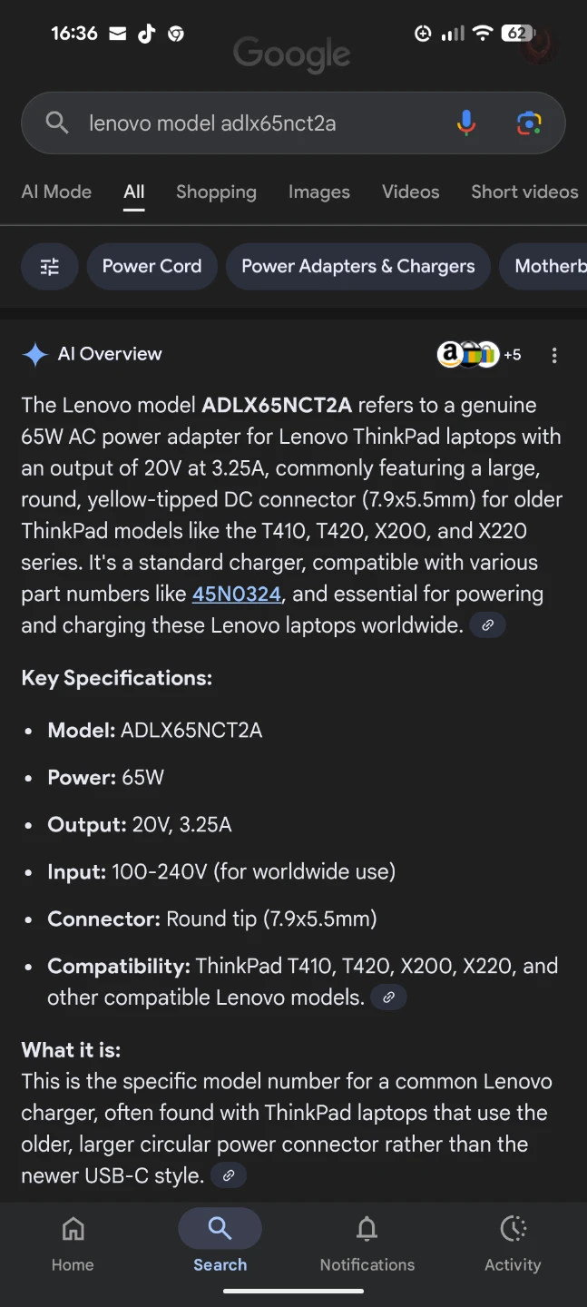 Lenovo 65W AC Adapter (Round Tip) - photo 3