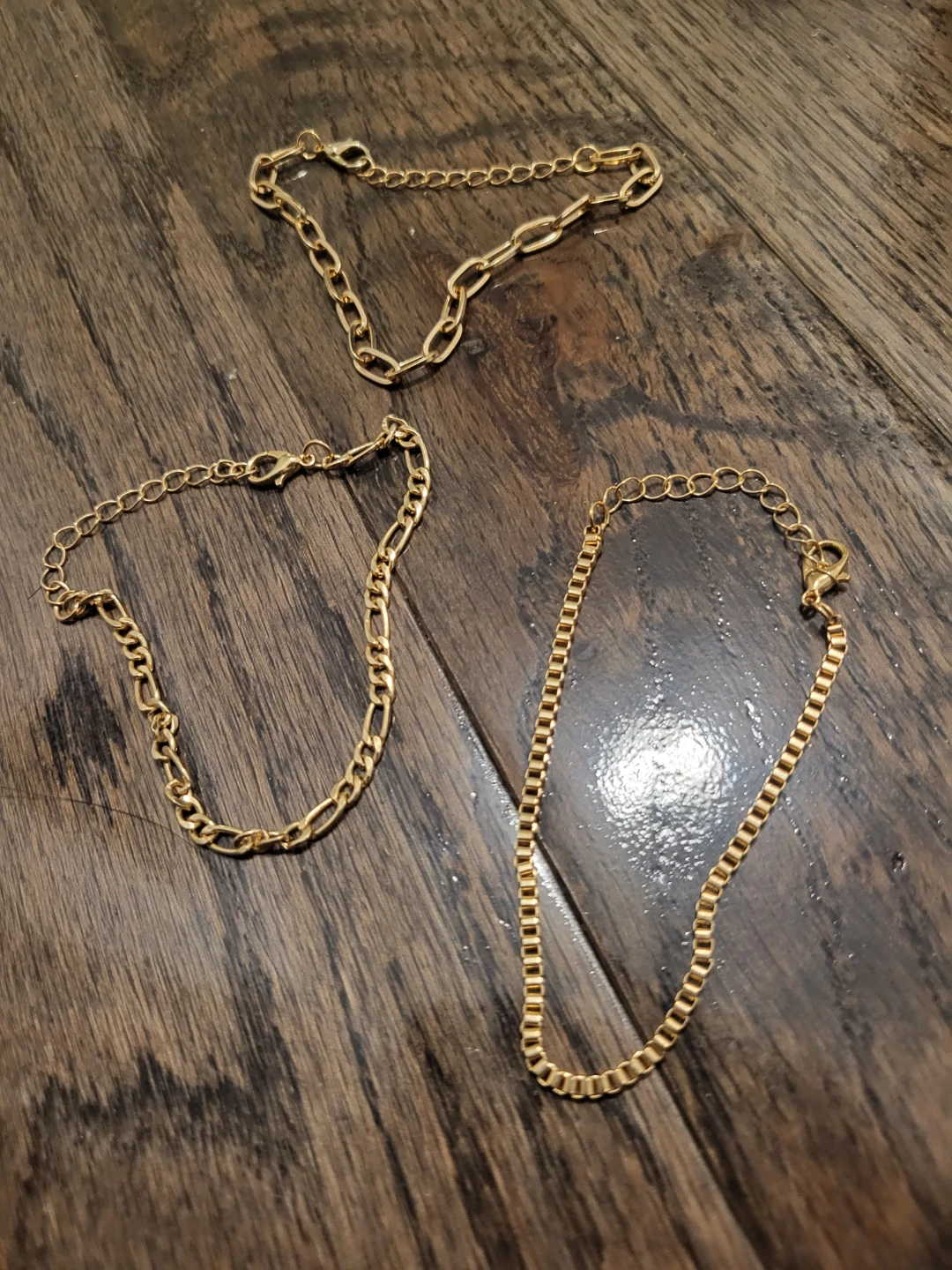 Gold Tone Chain Bracelets (Set of 3)