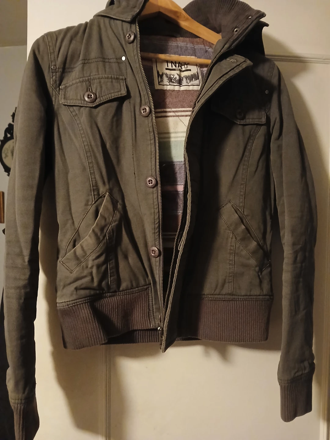 TNA Grey Hooded Jacket - Size Small