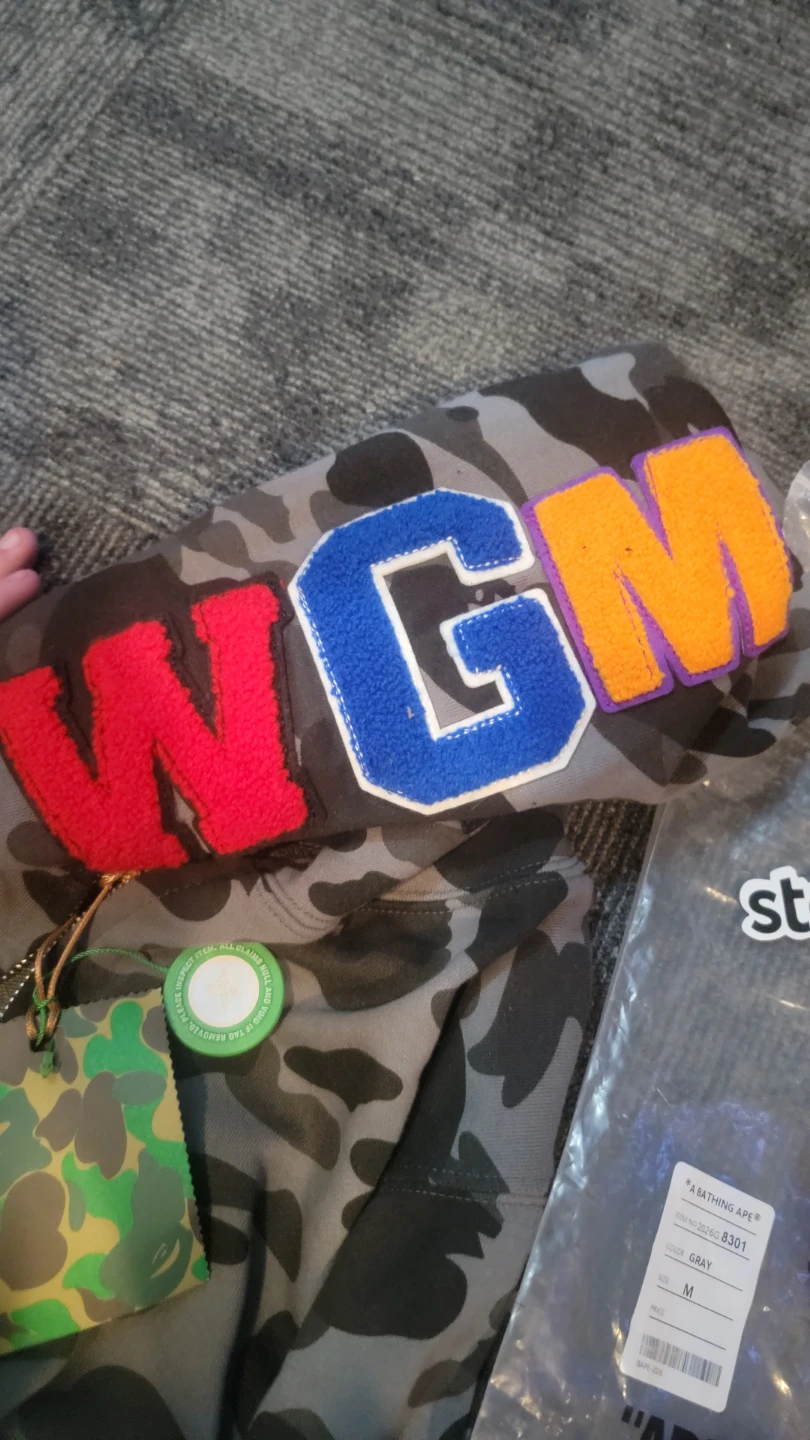 Bape Full Zip Hoodie Camo Shark WGM Grey Size M - photo 3