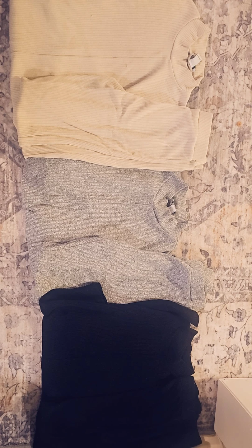 Ribbed Knit Set - Black, Grey, Cream Size M