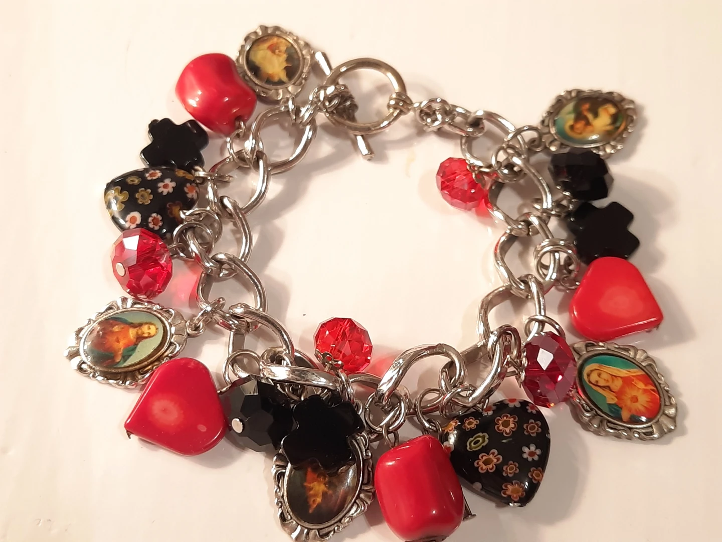 Charm Bracelet with Religious and Heart Charms - photo 2