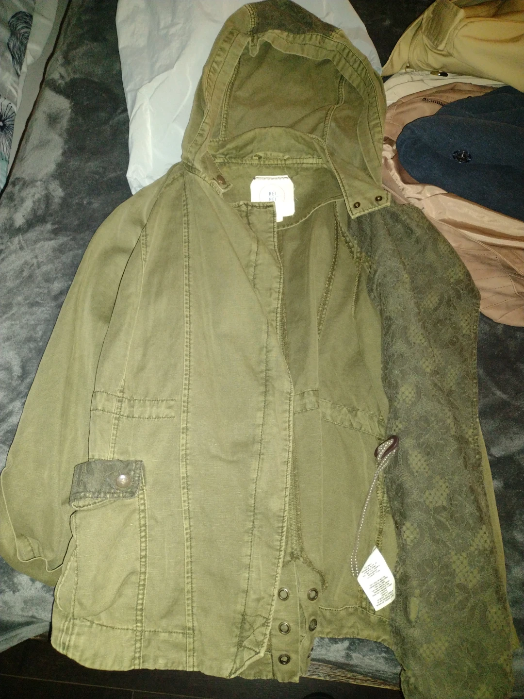 HEI HEI Women's Hooded Utility Jacket - Olive Green