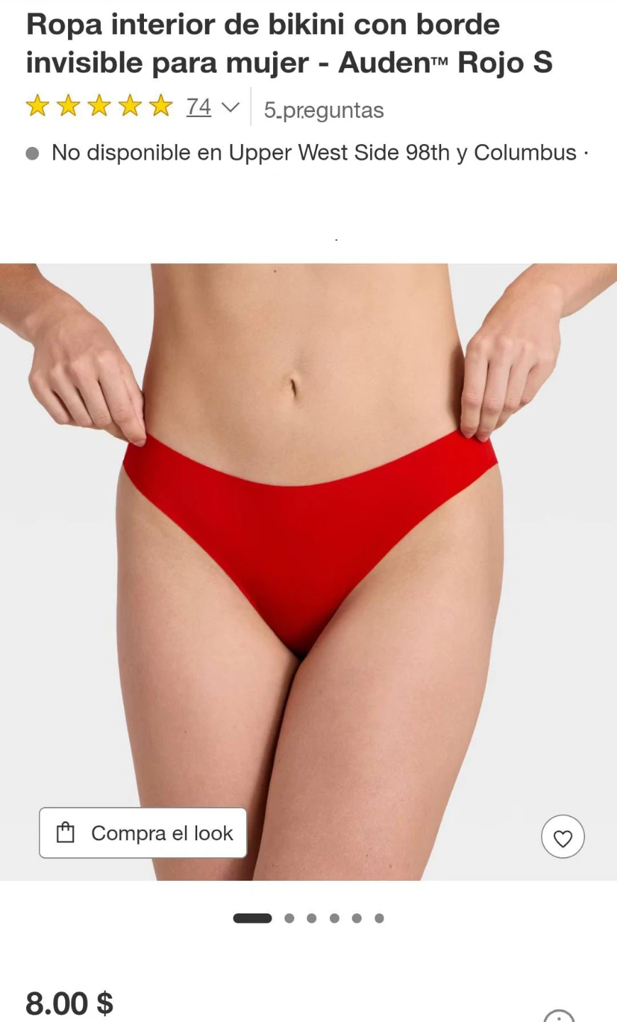 Auden Invisible Bikini Panty - Red, Size S
