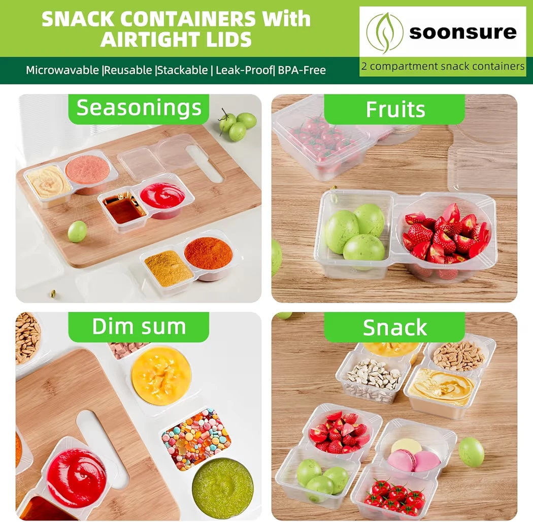 Soonsure 2 Compartment Snack Containers with Airtight Lids - photo 4