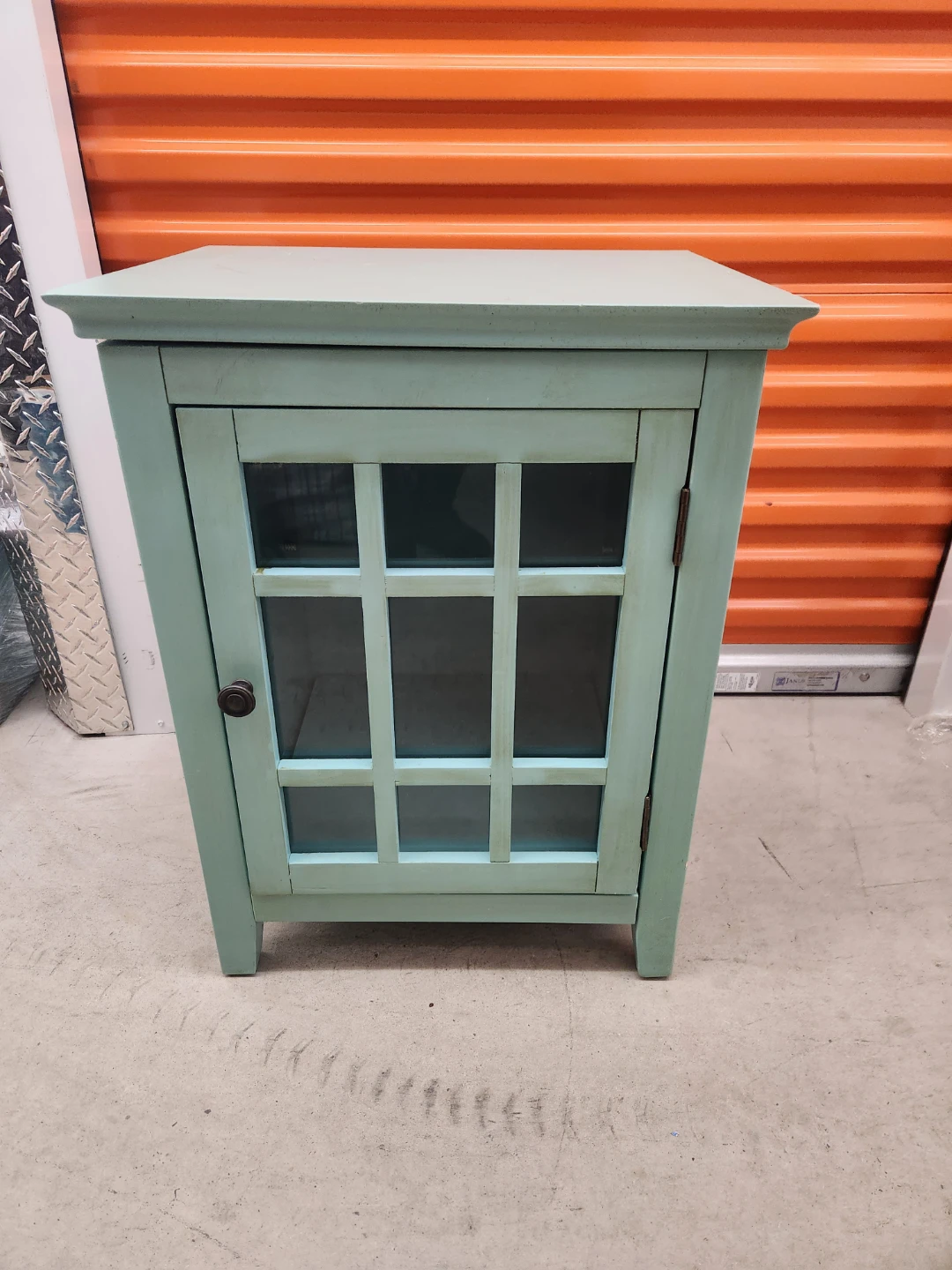 Light Blue night stand table with Glass Door
