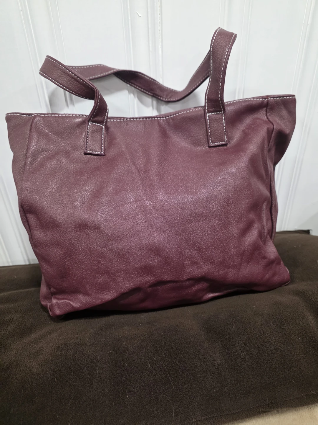 Burgundy Vegan Leather Tote Bag - photo 3