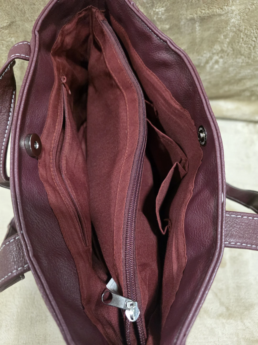 Burgundy Vegan Leather Tote Bag - photo 4