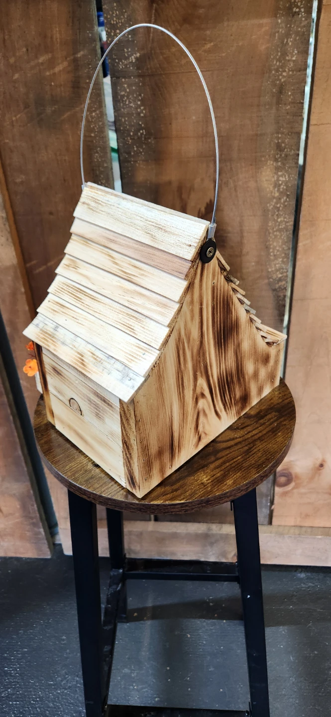 Wooden Birdhouse with Decorative Flowers - photo 2
