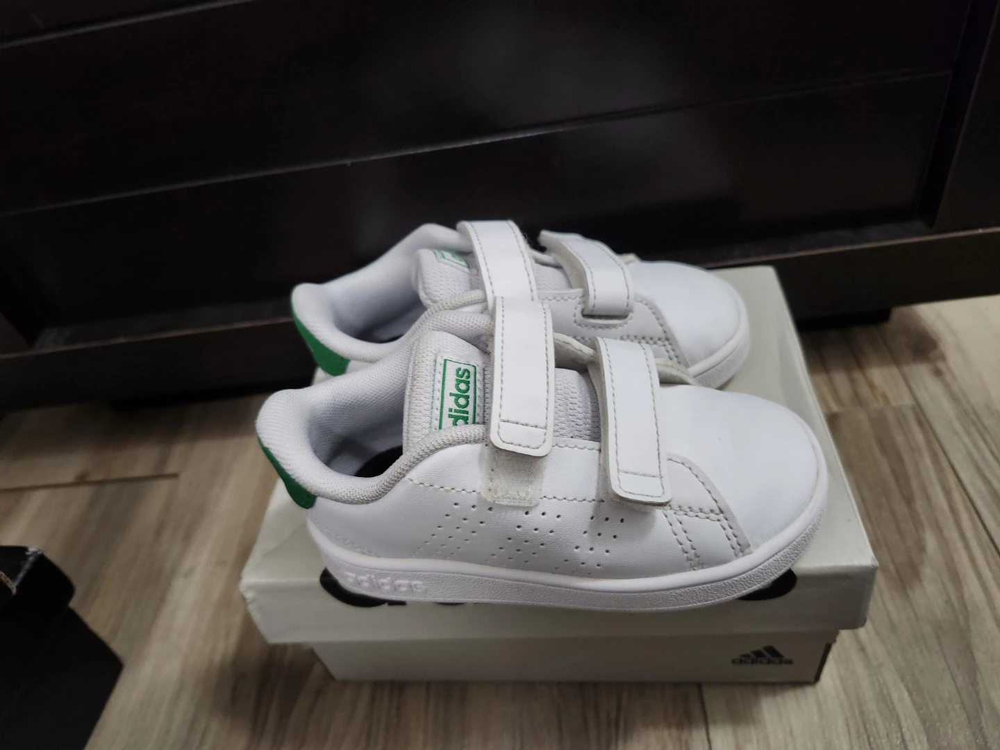 Adidas Advantage Toddler Shoes - Size 6- White/Green