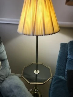 Vintage Floor Lamp with Octagonal Side Table