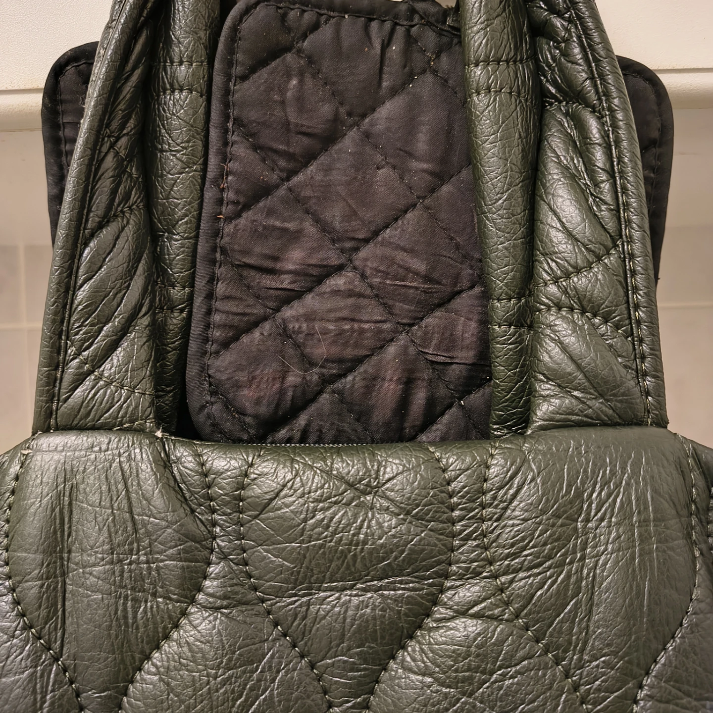 Quilted Leather Tote Bag - Green - photo 3