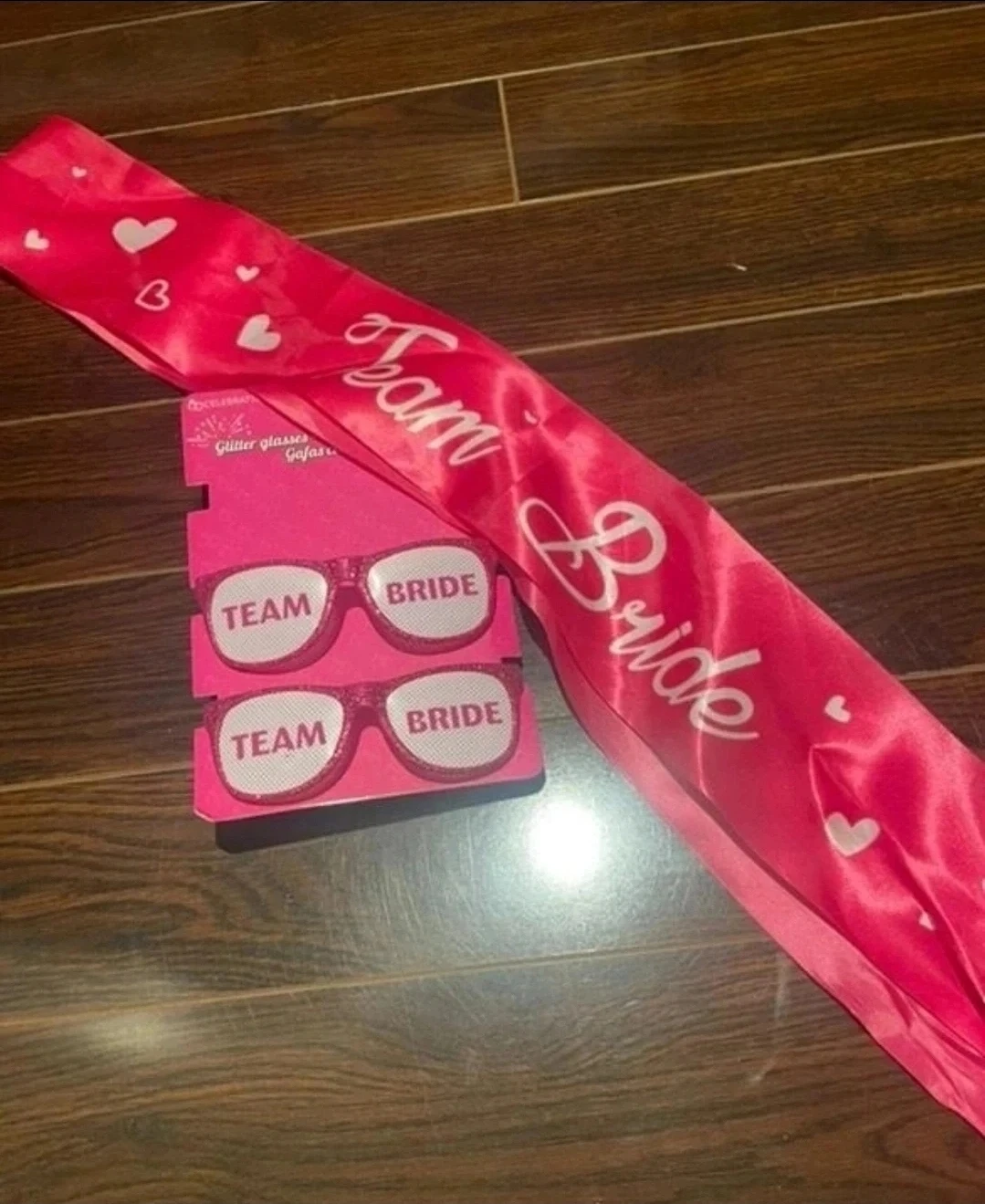 Team Bride Sash and Glitter Glasses Set