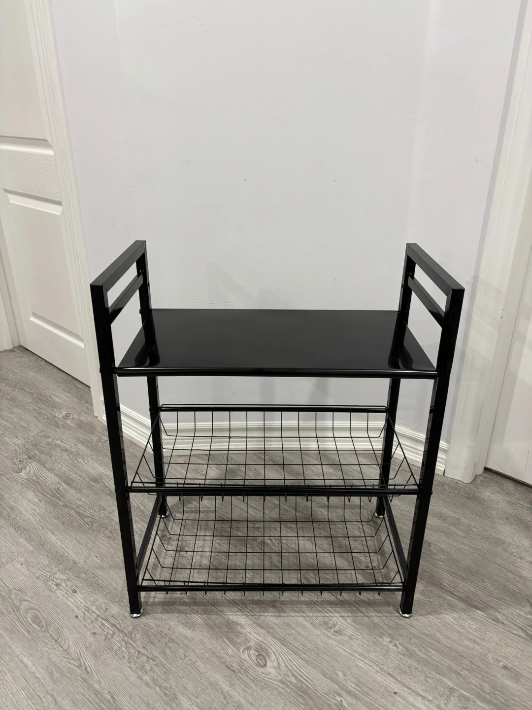 Black 3-Tier Rolling Kitchen Cart